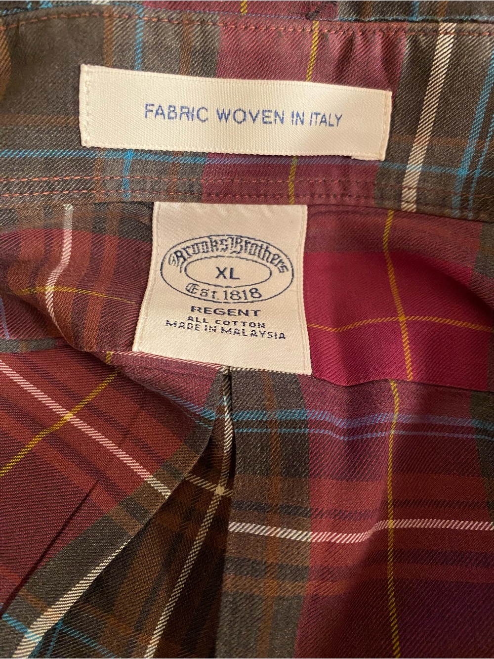 Brooks Brothers Regent Fit Plaid Button Down Shirt XL - Fabric Woven In Italy
